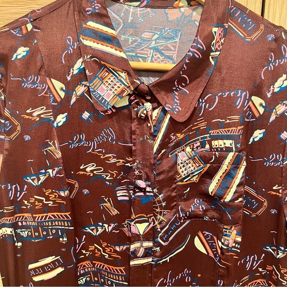 Elegant ALEXA CHUNG 
Printed dress | Burgundy| Patterned Dress | size 10 - Picture 14 of 15